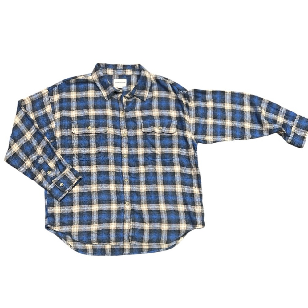 SUPER SOFT American Eagle flannel-esque plaid button down women’s Large L NWOT